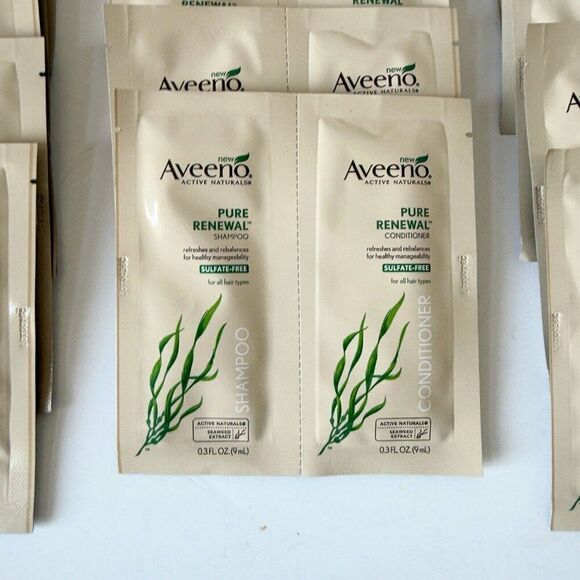 15 Aveeno Active Naturals Pure Renewal Shampoo & Conditioner Travel Pack/Samples - Picture 2 of 6